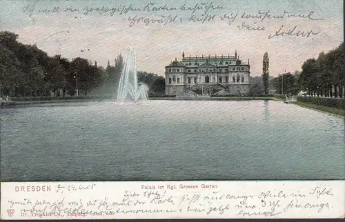 Dresden, Palais im Großen Garten, gelaufen 1905