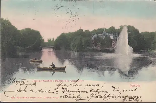 Dresde, Grand Jardin, Partie au lac Carola, couru en 1902