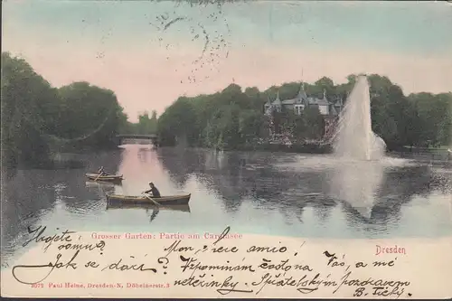 Dresden, Großer Garten, Partie am Carolasee, gelaufen 1902