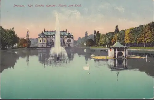 Dresden, Großer Garten, Palais mit Teich, ungelaufen