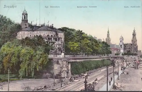 Dresden, Brühl'sche Terrasse, gelaufen 1907