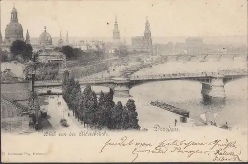 Dresden, Blick von der Albertbrücke, gelaufen 1901