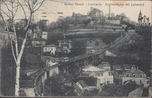 Dresden Loschwitz, Weißer Hirsch, Drahtseilbahn, gelaufen 1919