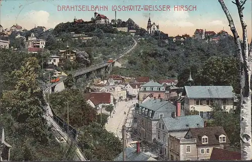 Dresden Loschwitz, Weißer Hirsch, Drahtseilbahn, gelaufen 1911