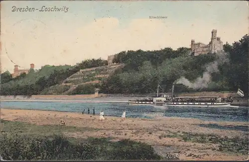 Dresde Loschwitz, châteaux d'Elbschloss, vapeur, couru 1907