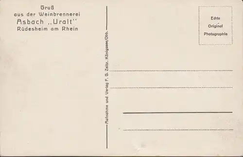 Rüdesheim mit der Hindenburgbrücke, ungelaufen