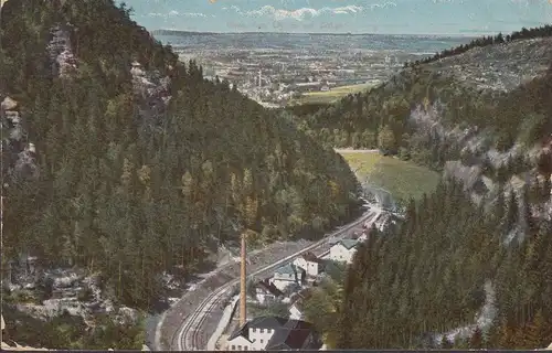 Oybin, vue de la ville, poste ferroviaire, couru en 1928