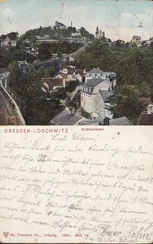 Dresden- Loschwitz, Drahtseilbahn, gelaufen 1906