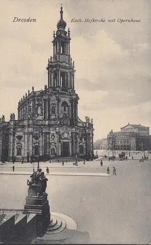 Dresden, Katholische Hofkirche mit Opernhaus, gelaufen 1928