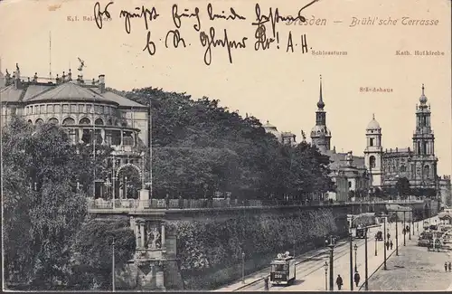 Dresden, Brühl'sche Terrasse, gelaufen 1910