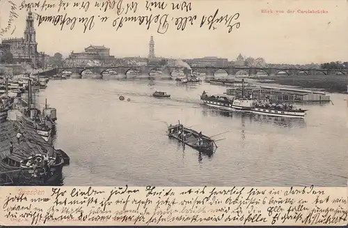 Dresden, Blick von der Carolabrücke, gelaufen 190?