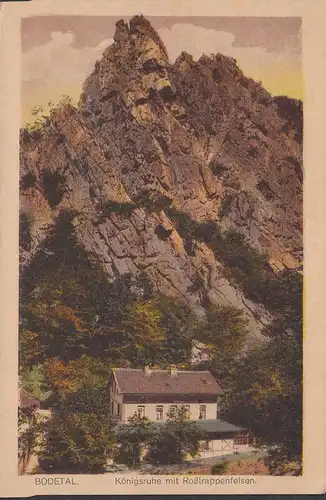Bodetal, Königsruhe mit Roßtrappenfelsen, gelaufen 1911