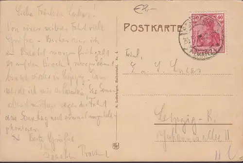 Bodetal, Königsruhe mit Roßtrappenfelsen, gelaufen 1911