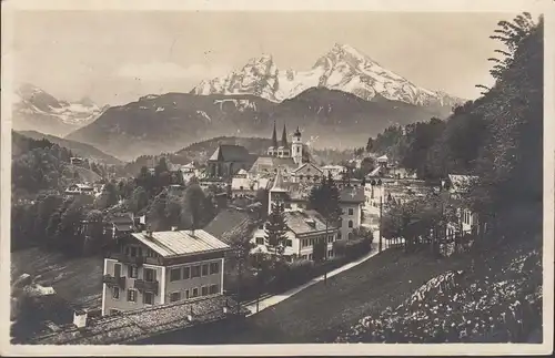 Berchtesgaden, Stadtansicht mit Watzmann, gelaufen 1927