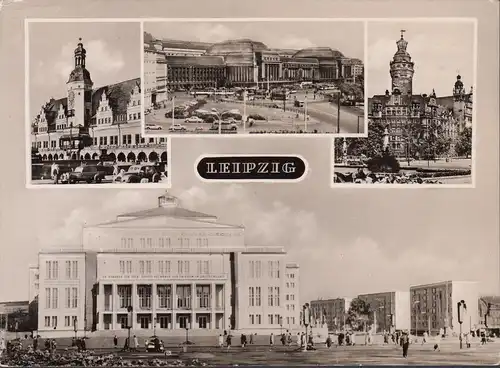 Leipzig, Rathaus, Opernhaus, Hauptbahnhof, gelaufen 1963