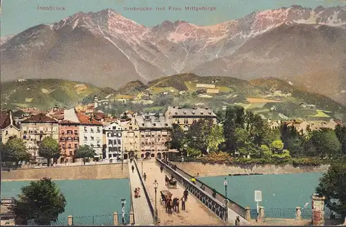 Innsbruck, Innbrücke mit Frau Hittgebirge, ungelaufen