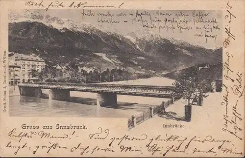 Gruss aus Innsbruck, Innbrücke, gelaufen