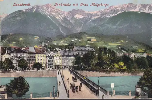 Innsbruck, Innbrücke mit Frau Hittgebirge, ungelaufen