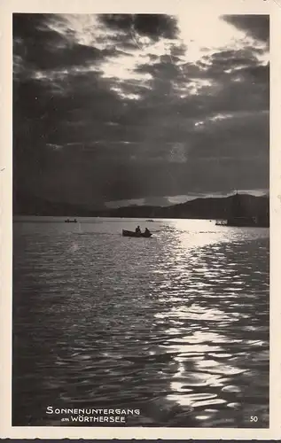 Pörtschach au lac de Wörther, coucher du soleil, bateau, couru