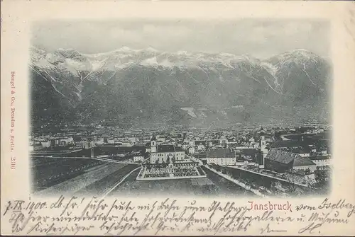 Innsbruck, Stadtansicht, gelaufen 1900