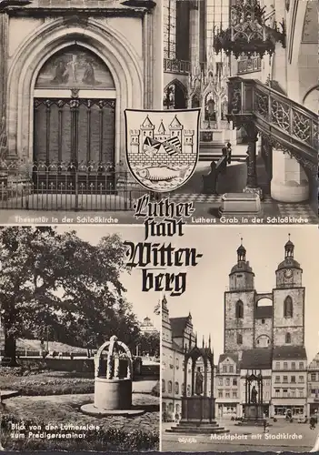 Wittenberg, Marktplatz, Stadtkirche, Schloßkirche, ungelaufen- datiert 1957