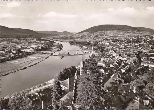 Miltenberg, Blick vom Bergfried, Maintal, Bürgstadt, ungelaufen