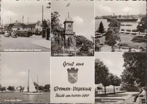 Bremen Vegesack, Fähre, Bus, Promenade, gelaufen 1962