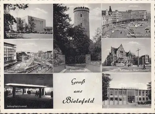Bielefeld, Oetkerhalle, Jahnplatz, Hôtel de ville, couru en 1959