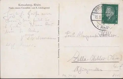 AK Kreuzberg, Rhön, Lindegreen, Kreuze, Stadtansicht, gelaufen 1931