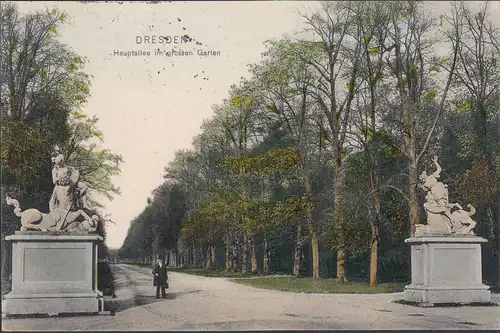 Dresden, Hauptallee im Großen Garten, gelaufen 1914