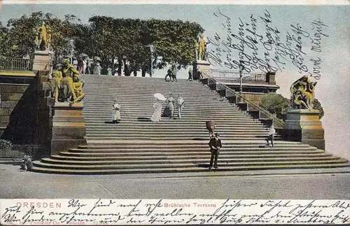 Dresden, Brühl'sche Terrasse, gelaufen 1904