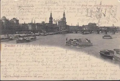 Dresde, vue depuis le pont Carola, couru en 1903