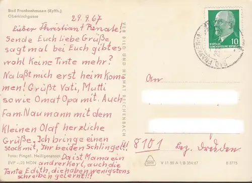 Bad Frankenhausen, Oberkirchgasse, gelaufen 1967