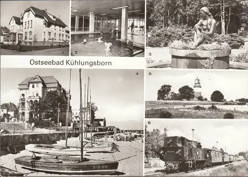 AK Kühlungsborn, Schwimmhalle, Konzertgarten, Bootsanliegestelle, Leuchtturm, gelaufen