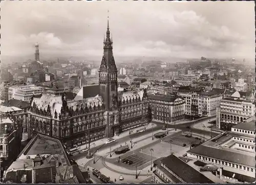 Hambourg, hôtel de ville et marché de l'hôtel, couru en 1957