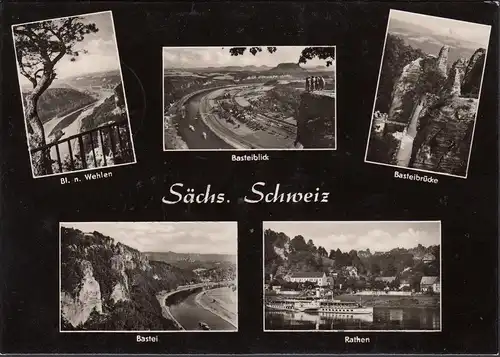 Sächsische Schweiz, Bastei, Rathen, Basteibrücke, gelaufen 1963