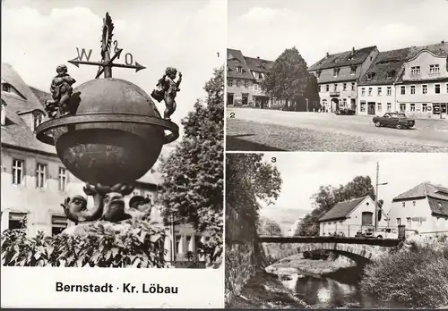 Bernstadt, Brunnen, Markt, Pließnitzbrücke, gelaufen 1982