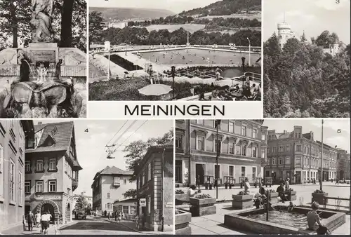 Meiningen, Gaststätte, Georgstraße, Markt, Brunnen, gelaufen 1978