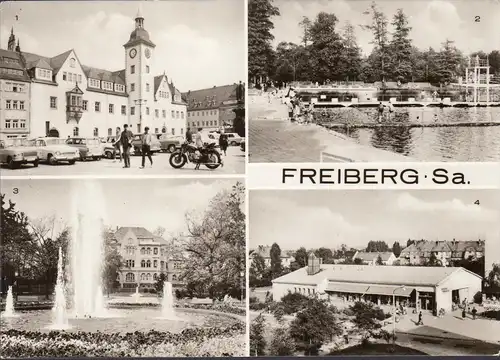 Freiberg, Hôtel de ville, bain de caroubes, magasin Wasserberg en 1976