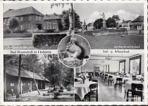 Bad Bramstedt, Markt, Roland, Liegehalle, Kurhaus an den Auen, gelaufen 1959