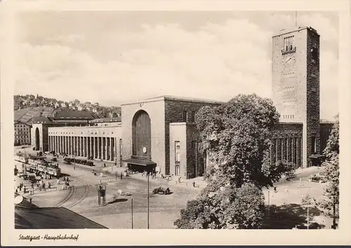 Stuttgart, Hauptbahnhof, gelaufen 1952