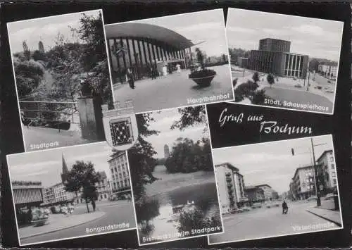 AK Bochum, Hauptbahnhof, Schauspielhaus, Bongardstraße, Viktoriastraße, gelaufen 1961