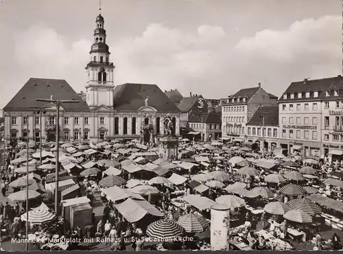 Mannheim, Marktplatz, Rathaus, St. Sebastian Kirche, ungelaufen
