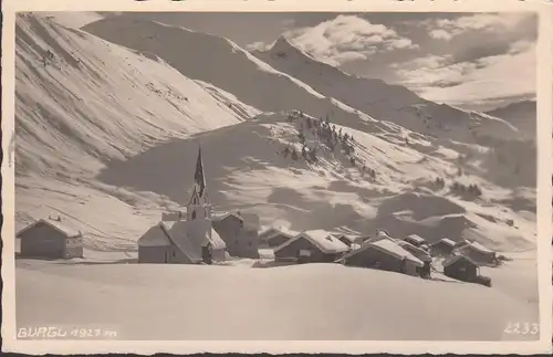 Gurgl, Stadtansicht im Winter, Kirche, gelaufen 1940