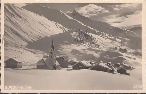 Gurgl, vue de la ville en hiver, église, couru en 1940