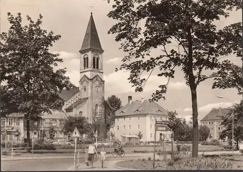 Niesky, Zinzendorfplatz, Kirche, couru en 1973