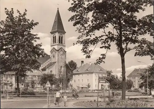 Niesky, Zinzendorfplatz, Kirche, gelaufen 1973