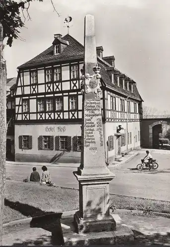 Zwönitz, Distanzsäule, Hotel, ungelaufen