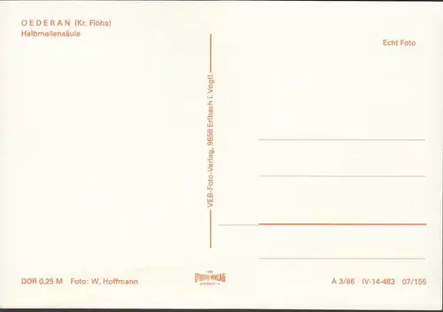 Oederan, Halbmeilensäule, ungelaufen