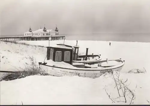 Seebad Ahlbeck, Winter an der Seebrücke, Boot Seeadler, ungelaufen